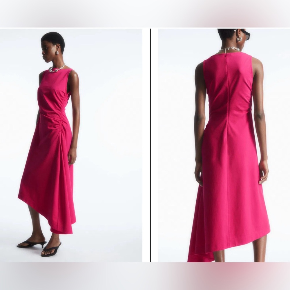 COS Asymmetric Gathered Midi Dress